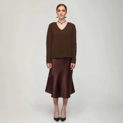 Aarikka naisten neulepusero, SERONA NEULE Tummanruskea