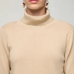 Aarikka naisten neulepusero, NOMI POOLO Vaalea Beige