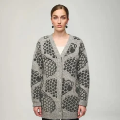 Aarikka naisten neuletakki, ELLIS NEYLETAKKI PÄSSI Harmaa Kuosillinen