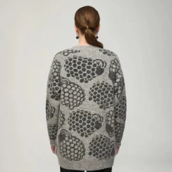 Aarikka naisten neuletakki, ELLIS NEYLETAKKI PÄSSI Harmaa Kuosillinen