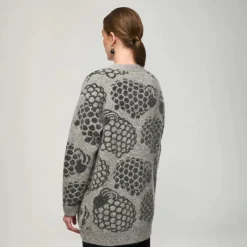 Aarikka naisten neuletakki, ELLIS NEYLETAKKI PÄSSI Harmaa Kuosillinen