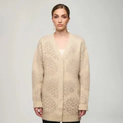 Aarikka naisten neuletakki, ELLIS NEYLETAKKI PÄSSI Kuosillinen Beige