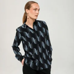 Aarikka naisten paitapusero Tiila, musta kuosi