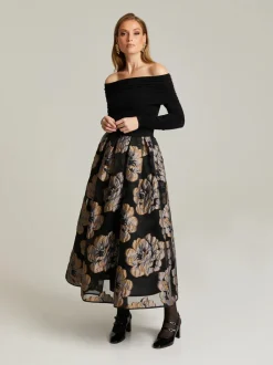 Andiata naisten hame Nora 90, musta kuosi