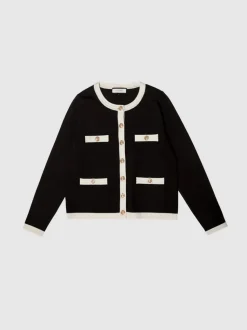 Andiata naisten neuletakki, CHARLOTT CARDIGAN Mustavalkoinen