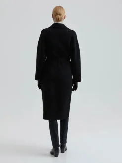 Andiata Naisten Villakangastakki, LEVIA COAT 100% WOOL Musta