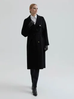 Andiata Naisten Villakangastakki, LEVIA COAT 100% WOOL Musta