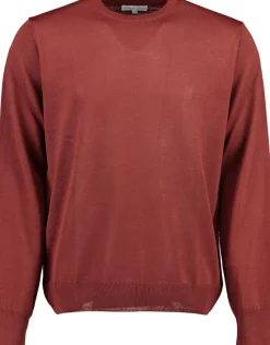 Black Blue Miesten Neulepusero, MERINO O-NECK Poltettu Oranssi