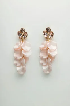 Bow 19 korvakorut, LEAF STONE EARRINGS Vaaleanpunainen