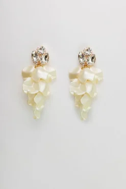 Bow 19 korvakorut, LEAF STONE EARRINGS Luonnonvalkoinen