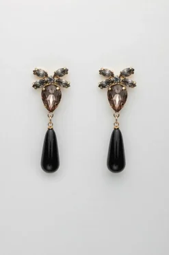 Bow 19 korvakorut STONE DROP EARRINGS, musta