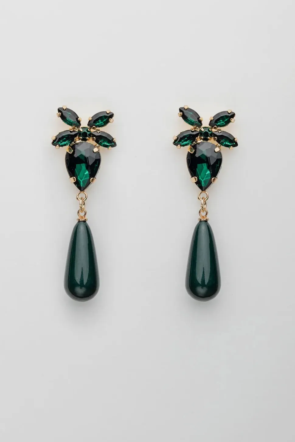 Bow 19 korvakorut STONE DROP EARRINGS, tummanvihreä