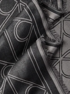 Calvin Klein Accessories unisex huivi Emblem AOP Contrast LW Square, musta kuosi