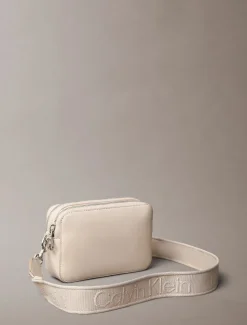 Calvin Klein Accessories naisten laukku Webbing Double Strap Camera Bag, vaalea beige