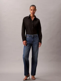 Calvin Klein Jeans Logo Perfect Button Down Shirt, musta