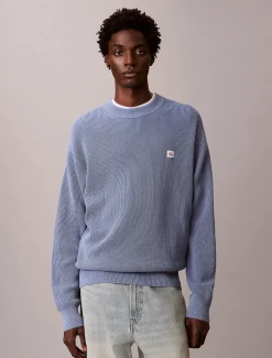 Calvin Klein Jeans miesten neulepusero LS EZ Cotton Waffle Crwnk Swtr 9, sininen