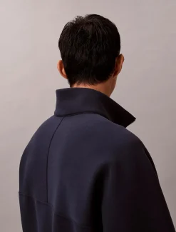 Calvin Klein Jeans miesten collegepaita LS Cotton Spacer Stripe Rib QTR, tummansininen