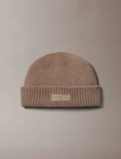 Calvin Klein Jeans miesten pipo, PATCH CHUNKY RIB COTTON DOCKER B Kaakaonruskea