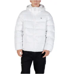 Calvin Klein Jeans miesten untuvatakki, K LS NYLON ZIPOFF HOOD DOWN PUFFERJACKET Valkoinen