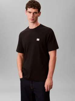 Calvin Klein Jeans miesten t-paita SS Waffle Badge Crewnk Tee, musta