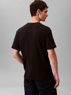 Calvin Klein Jeans miesten t-paita SS Waffle Badge Crewnk Tee, musta