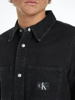 Calvin Klein Jeans Miesten Paitatakki, REGULAR LINEAR SHIRT Hiilenmusta