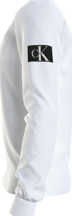 Calvin Klein Jeans Miesten Paita, MONOLOGO BADGE WAFFLE LS TEE Valkoinen