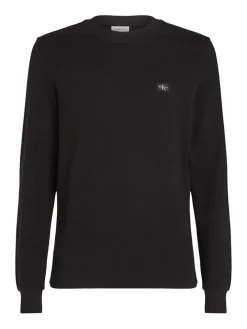 Calvin Klein Jeans Miesten Paita, WOVEN TAP WAFFLE LS TEE Musta