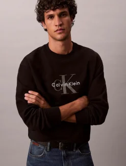 Calvin Klein Jeans miesten collegepaita LS EU 350Terry Monologo CN Swtsh, musta