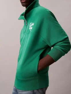 Calvin Klein Jeans miesten collegepaita PREMIUM FLEECE LOGO FUNNEL NECK SWEATER, vihreä