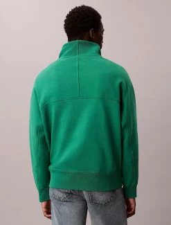 Calvin Klein Jeans miesten collegepaita PREMIUM FLEECE LOGO FUNNEL NECK SWEATER, vihreä