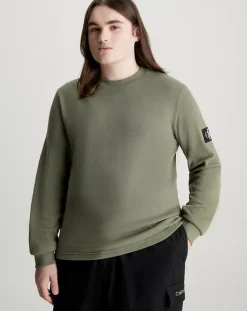 Calvin Klein Jeans Miesten Paita, MONOLOGO BADGE WAFFLE LS TEE Armeijanvihreä