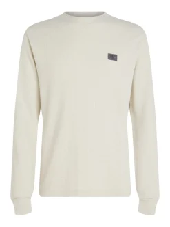 Calvin Klein Jeans Miesten Paita, WOVEN TAP WAFFLE LS TEE Beige