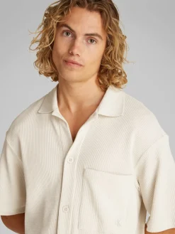 Calvin Klein Jeans miesten paita, CHUNKY WAFFLE SS HWK OVERSHIRT Valkoinen