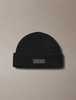 Calvin Klein Jeans miesten pipo, PATCH CHUNKY RIB COTTON DOCKER B Musta