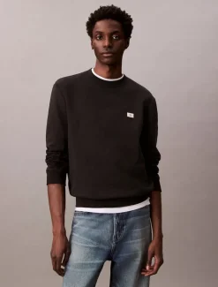 Calvin Klein Jeans miesten collegepaita, LS EU 350TERRY BADGE CN SWEATSHIRT Musta