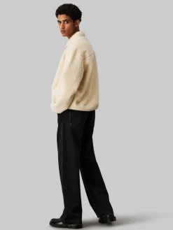 Calvin Klein Jeans Miesten Sherpa, HALF ZIP SHERPA Luonnonvalkoinen