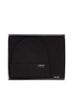 Calvin Klein Jeans Miesten Kaulaliina & Pipo GS CLASSIC COTTON SCARF AND BEANIE, musta