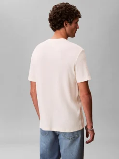 Calvin Klein Jeans miesten t-paita SS Waffle Badge Crewnk Tee, kerma