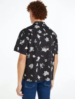 Calvin Klein Jeans Miesten Kauluspaita, AOP SS SHIRT Musta