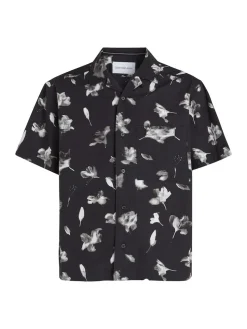 Calvin Klein Jeans Miesten Kauluspaita, AOP SS SHIRT Musta