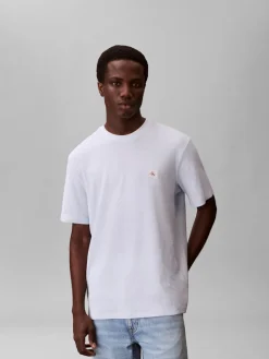 Calvin Klein Jeans miesten t-paita SS Waffle Badge Crewnk Tee, vaaleansininen