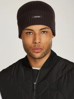 Calvin Klein Jeans Miesten Pipo, K CLASSIC COTTON RIB BEANIE Musta