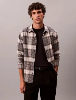 Calvin Klein Jeans miesten kauluspaidat LS BRUSHED PLAID EASY SHIRT, harmaa ruutu