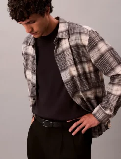 Calvin Klein Jeans miesten kauluspaidat LS BRUSHED PLAID EASY SHIRT, harmaa ruutu