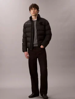 Calvin Klein Jeans miesten Puffertakki, LS NYLON MONOGRAM PUFFER JACKET Musta