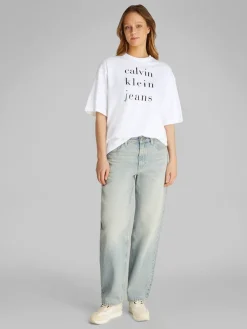 Calvin Klein Jeans naisten t-paita, SS CKJ LOGO TEE Valkoinen