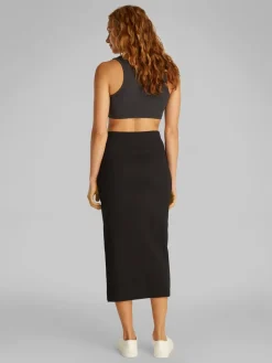 Calvin Klein Jeans naisten hame, WOVEN LABEL RIB SKIRT Musta