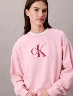 Calvin Klein Jeans naisten collegepusero, LS MONOLOGO FRENCH TERRY SWEATSHIRT Vaaleanpunainen