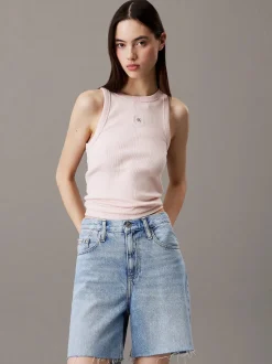 Calvin Klein Jeans naisten toppi, WOVEN LABEL RIB TANK TOP Vaaleanpunainen